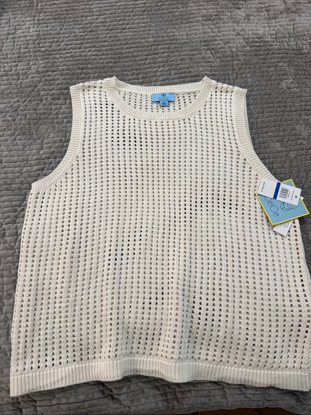CeCe Cream Open-Knit Sleeveless Sweater Tank